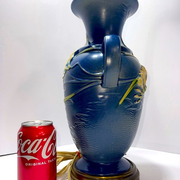 Roseville 1940 Blue Freesia Art Pottery Functional Vase-Lamp Rare Vintage MCM - Picture 5 of 13